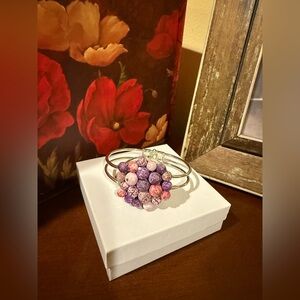 Elegant Beaded Bracelet with Pink and Purple Accents